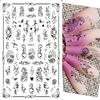 1PCS Black White Butterfly Laser Nail Stickers Nail Art Decoration Abstract Lines Bronzing Flowers Stickers For Nails