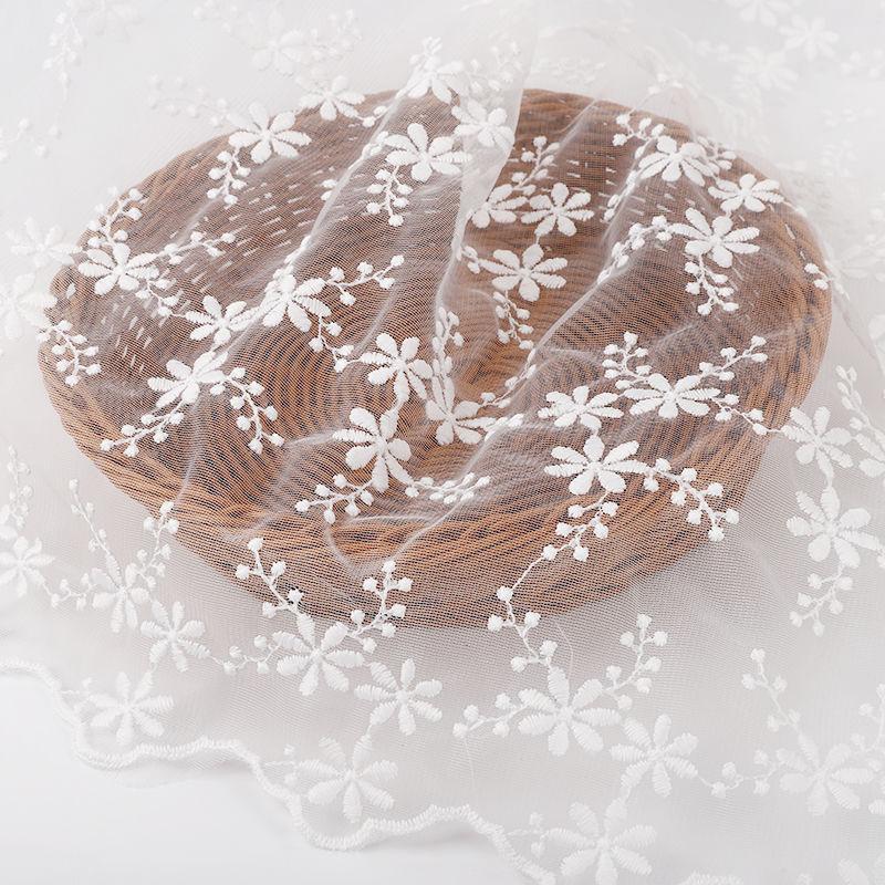 

High-end custom mesh embroidery lace fabric suitable for wedding dresses formal gowns and designer clothing fabrics 1M&1.3M белый