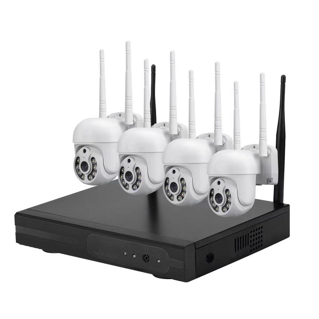 4/8 Channel Wireless Night Vision Dome Camera Kit with Voice Intercom and Full Color HD