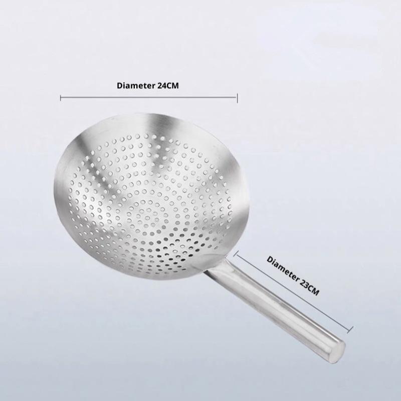Cooking Made Easy with Stainless Steel Skimmer Spoon Mesh Design for Noodle Dumpling Straining Long Handle