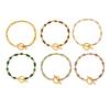 Niche Design Fashionable Color Natural Stone Beaded Stainless Steel Rice Bead Ot Buckle Bracelet Female Br-3051