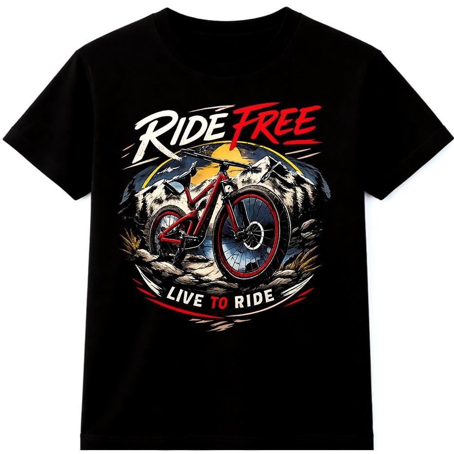 Cycling T Shirt Mountain Bike Ride Free Live To Ride Adventure Graphic Tee S