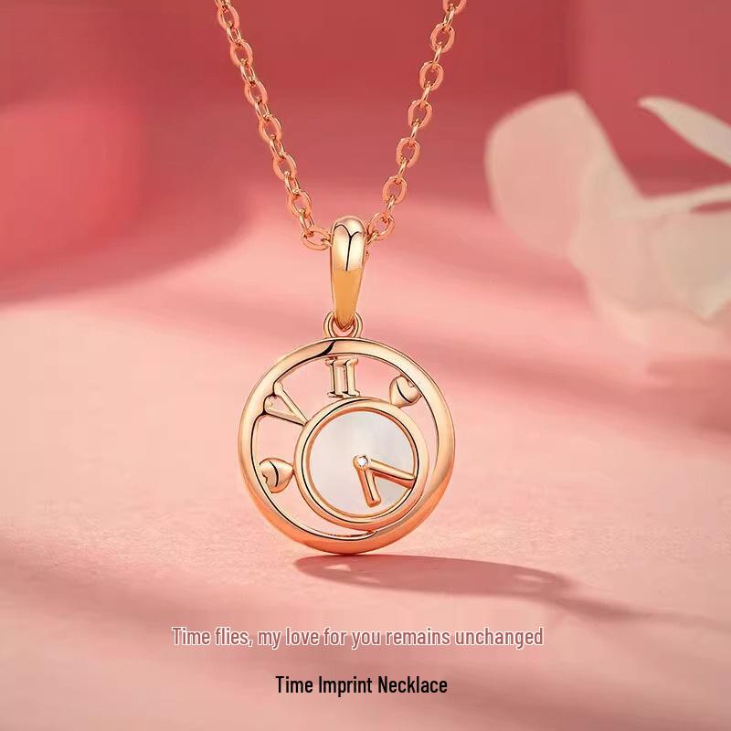 Women's 925 Silver Time Necklace Pendant - Fashionable Clavicle Chain Jewelry Christmas Gift for Girlfriend or Wife