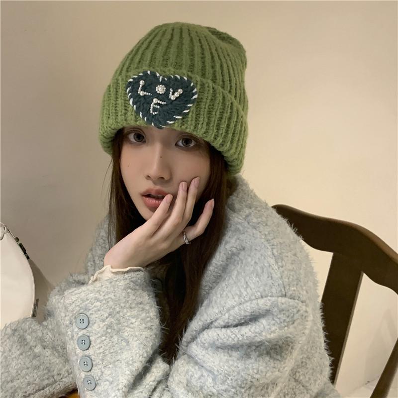 Love Loose Knitted Woolen Hat Women's Autumn and Winter Ear Protection Warm Hat