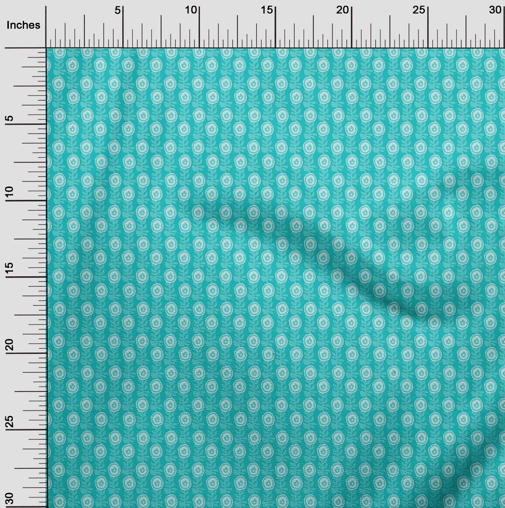 oneOone Cotton Flex Fabric Leaves & Floral Block Printed Craft Fabric BTY 40 Inch
