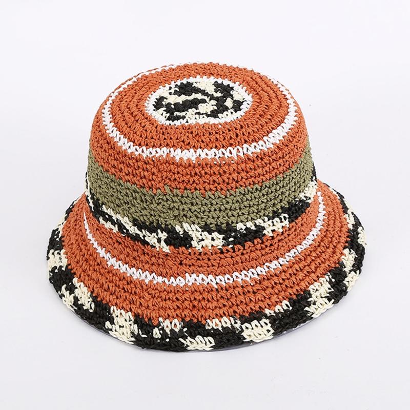 Handmade Crochet Bucket Hat Colorful Beanie Hat Wide Brim Fisherman Cap for Outdoor Summer Camping Climbing Hiking