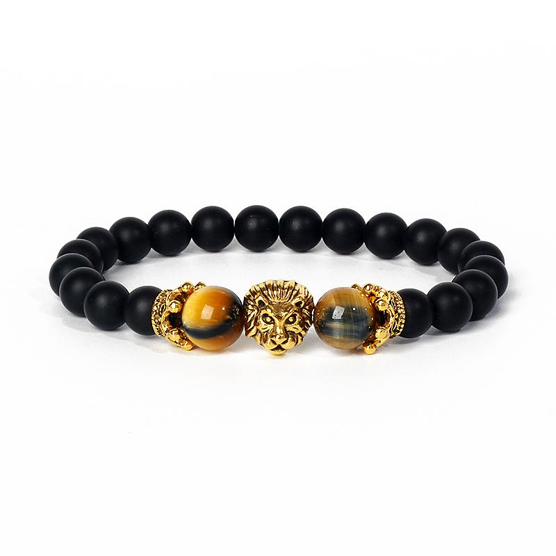 Lion Leopard Charm Bracelets Men Nature Tiger Eye Lava Stone Oil Heal Anxiety Aromatherapy Bracelets for Women Diffuser Jewelry
