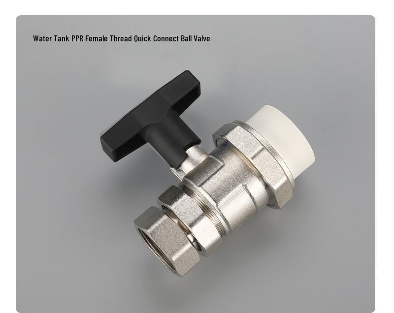 Double-Circuit PPR Ball Valve with Male/Female Threads, Double Union, Straight-Through, Buffer Tank, High Stem, Large Bore, Brass Valve