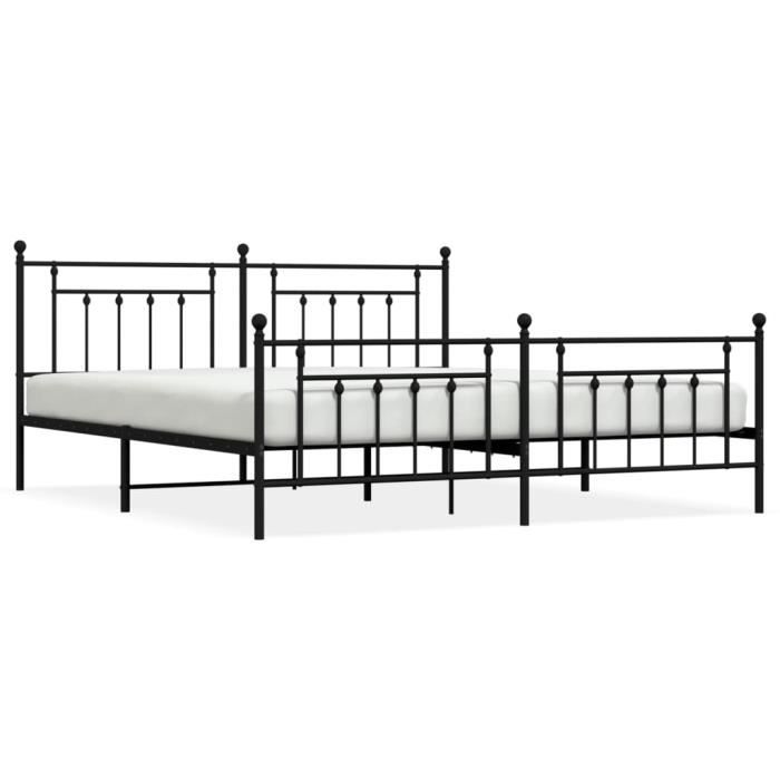 VidaXL Cadre de lit métal avec tête de lit-pied de lit noir 193x203 cm 353561