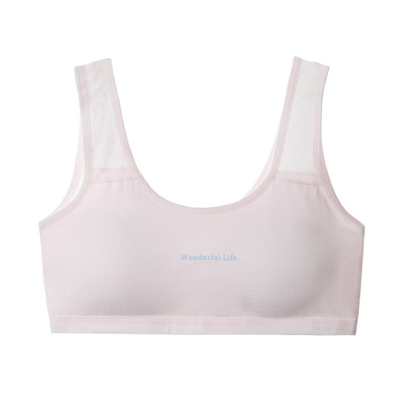 Summer Breathable Fixed Cup Sports Training Vest for High School Growing Girls, Double Layer Anti-Bump Developmental Puberty Undergarment