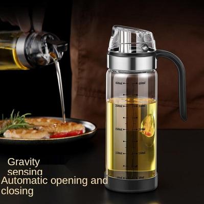 Dispenser per condimenti per olio d'oliva Bottiglia di vetro Contenitore per salsa di soia e aceto a prova di perdite Apertura e chiusura per gravità Ampolla da cucina