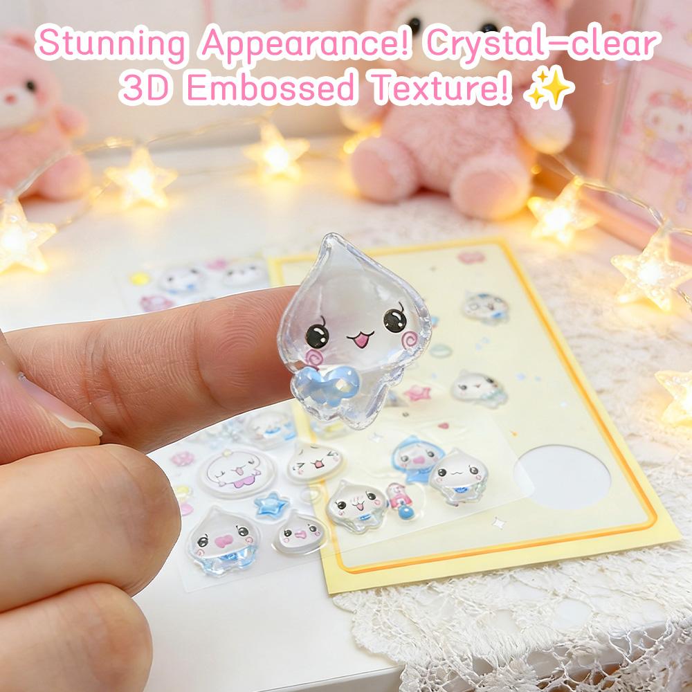 Cute 3D Crystal Drop Stickers Waterproof Decals for Phone Laptop Journal DIY Decoration