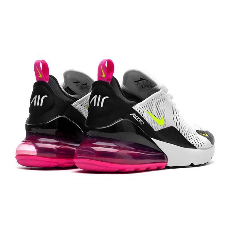 Nike Air Max 270 White Black Laser Fuchsia Volt GS Sneakers 943345-102