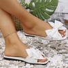 Fashion Elegant Big Bow Knot Low Heel Slippers Women Soft Sole Weightlight White Slides Woman Plus Size Non Slip Summer Sandal Mujer