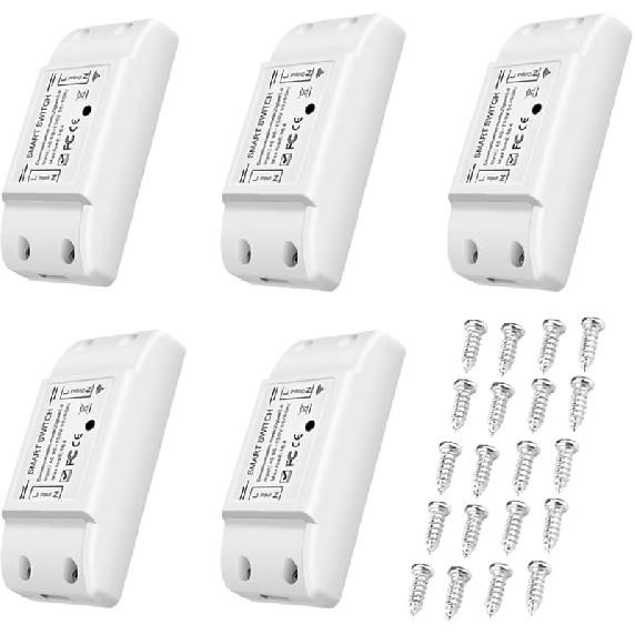3Pcs WiFi and BT Smart Switch Relay 10A 2200W Dual-Mode On/Off Device Voice Tuya APP Remote Control Timing Switch Smart Home Voice Control for
