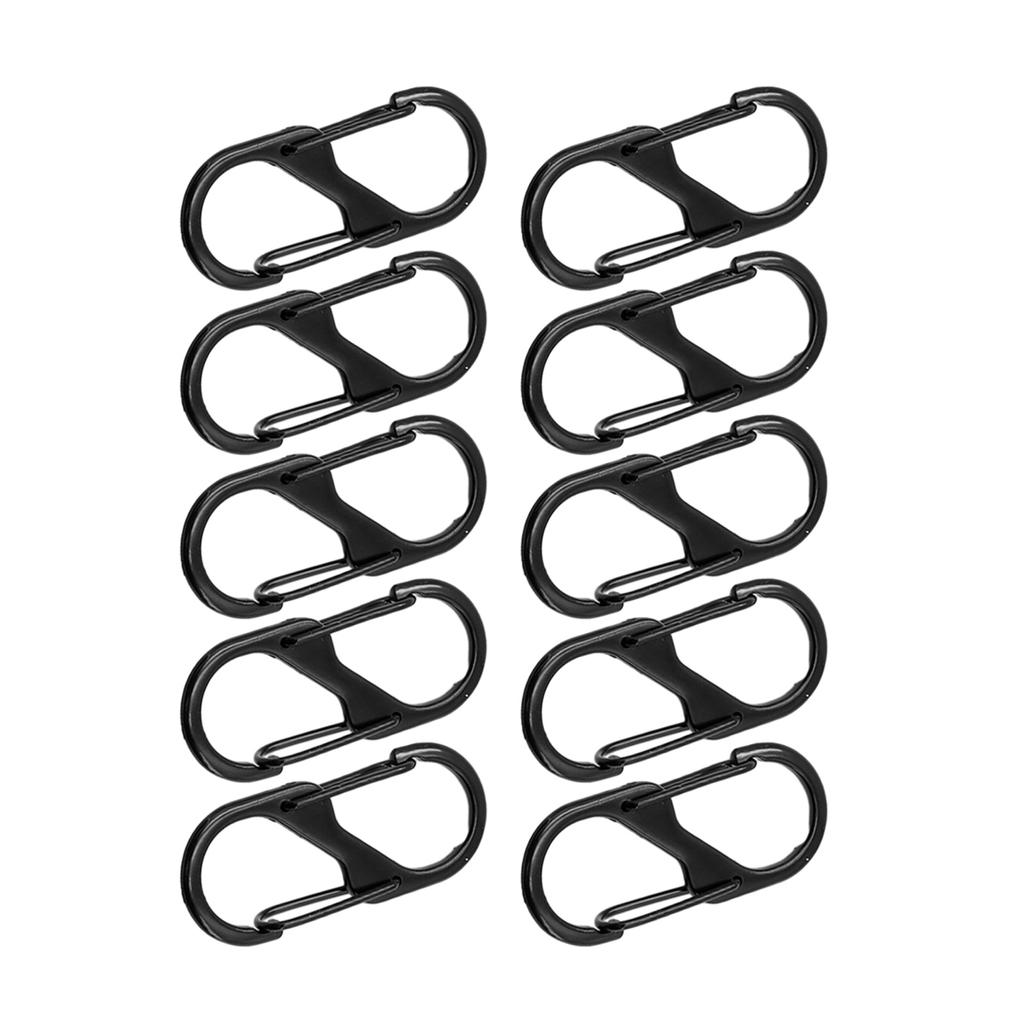 10 Pcs S Shaped Carabiner Metal Double Snap Hooks Carabiner Keychain Small Spring Clips for Camping Fishing Traveling