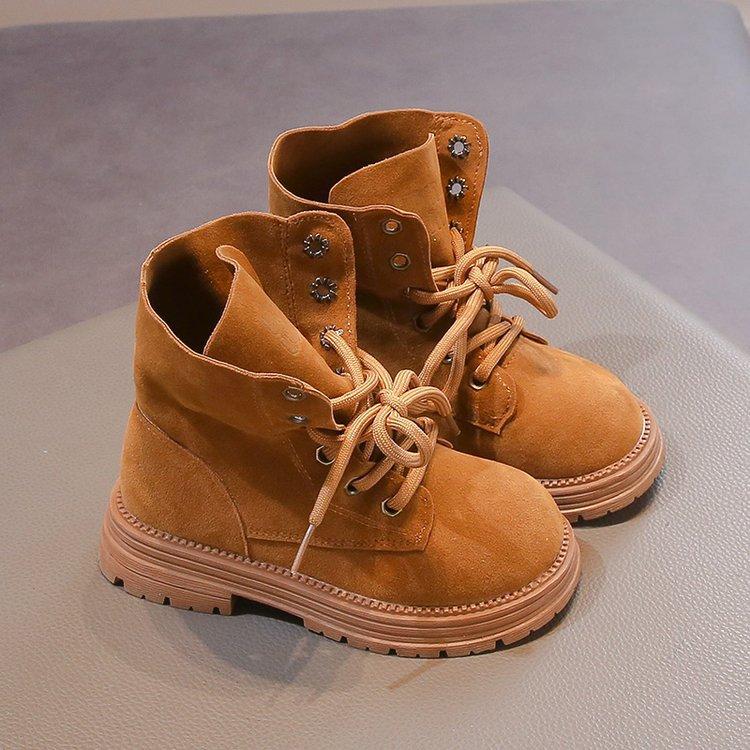 Small Yellow Boots Children's Martin Boots Girls Fashion Short Boots 2025 Autumn and Winter British Style Older Children's Boots Boys Leather Boots