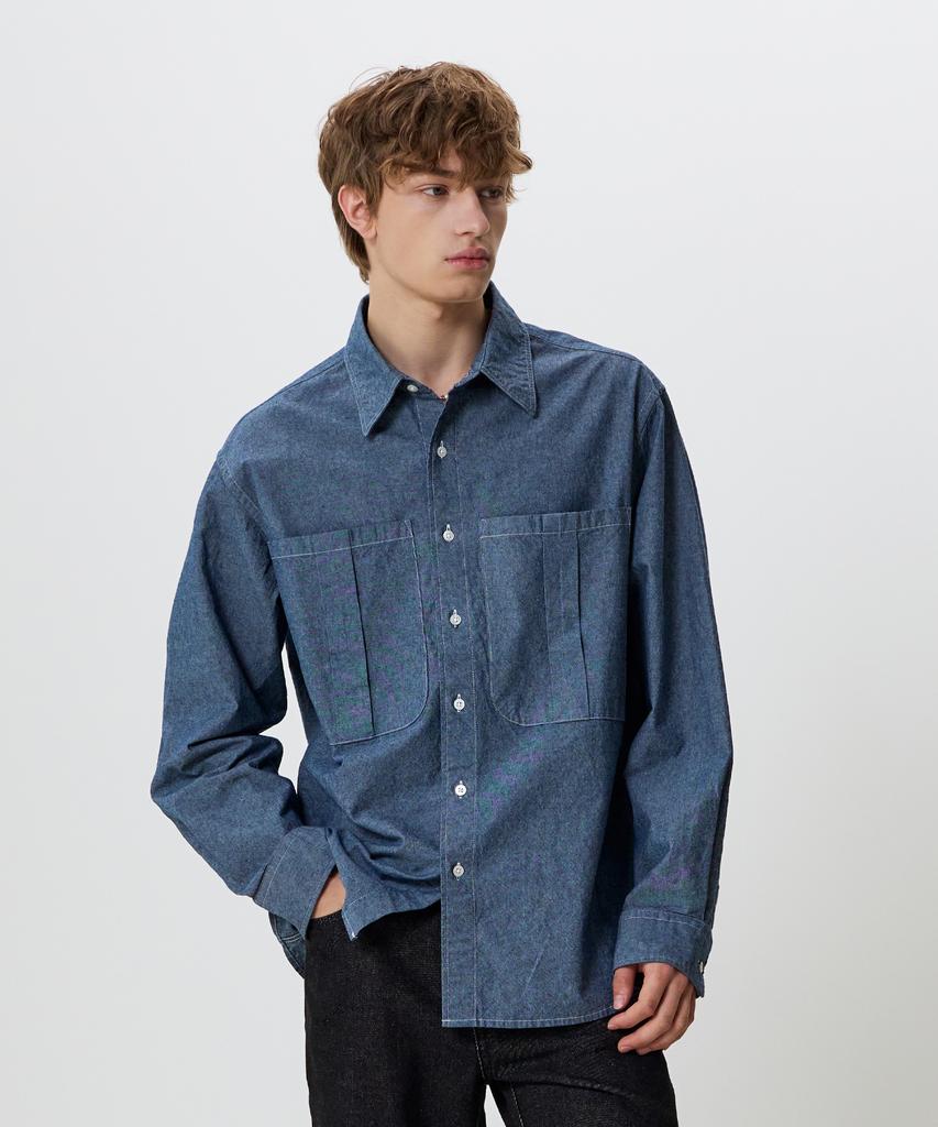 KNOUUN Grain Shirt (Washed Indigo)