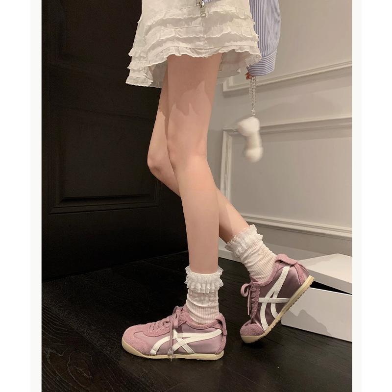 Ballet style satin color matching German training shoes women's 2025 new versatile lightweight flat-bottomed sports and leisure Forrest Gump shoes