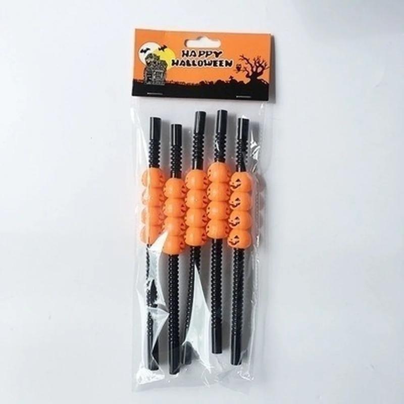5 buc Festival de Halloween Petrecere Bar Decorațiuni Petrecere Acasă Decorațiuni de Halloween Craniu/Dovleac Desen Animat Halloween Paie