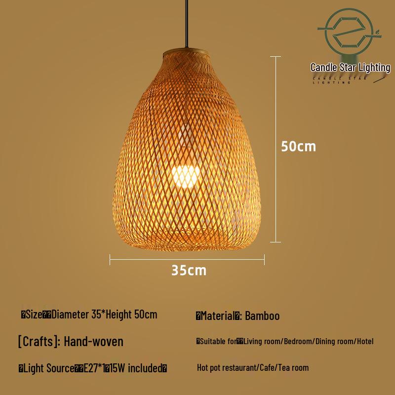 Zen Style Bamboo Rattan Pendant Light for Tea Rooms and Restaurants