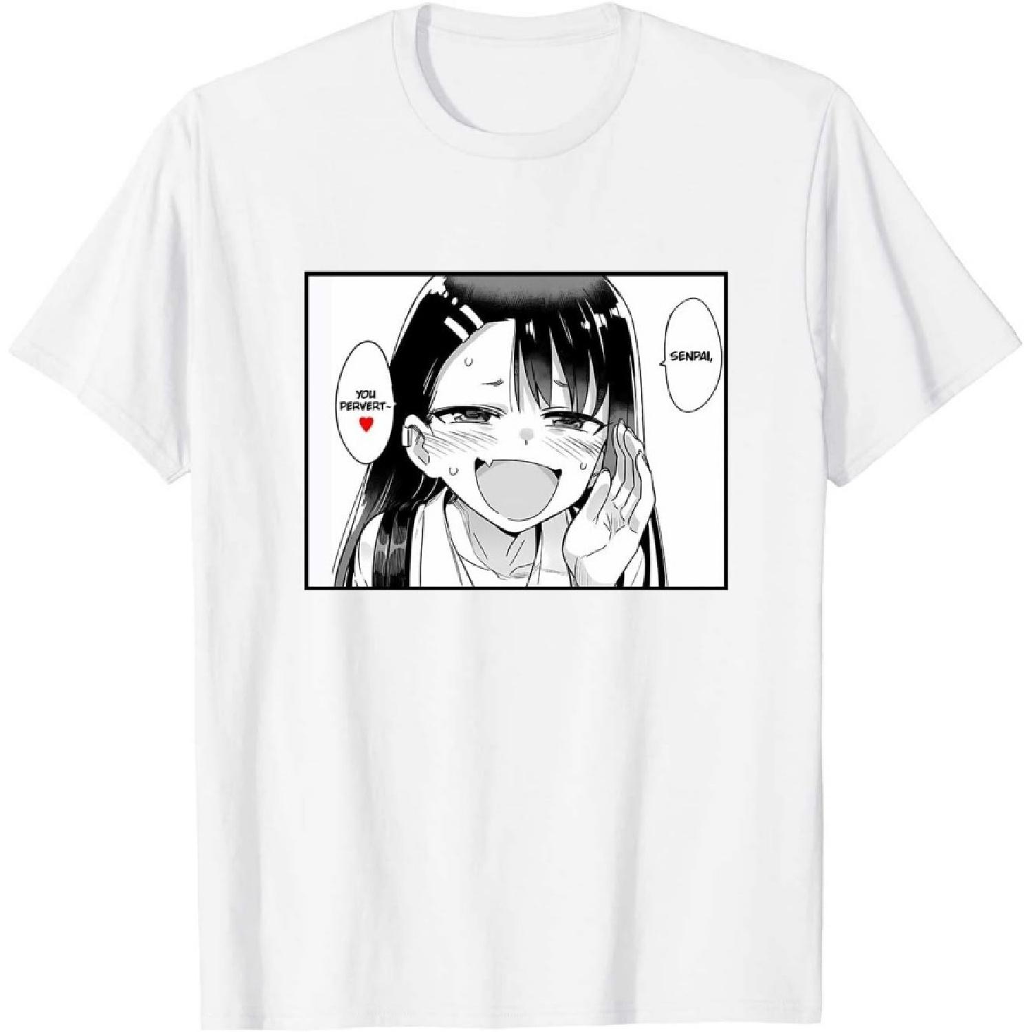 Senpai You Pervert Funny Anime Cotton Shirts XXXXXL белый