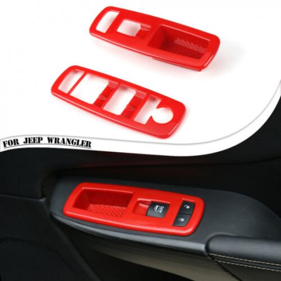 Red Window Lift Switch Panel Trim Cover For Jeep Grand Cherokee 11+ Accessories
