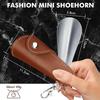 Metal Shoe Horn Mini Shoe Horns Shoe Lifter Portable Travel ShoeHorn with Leather Handle Deduction Shoehorn for Keychain
