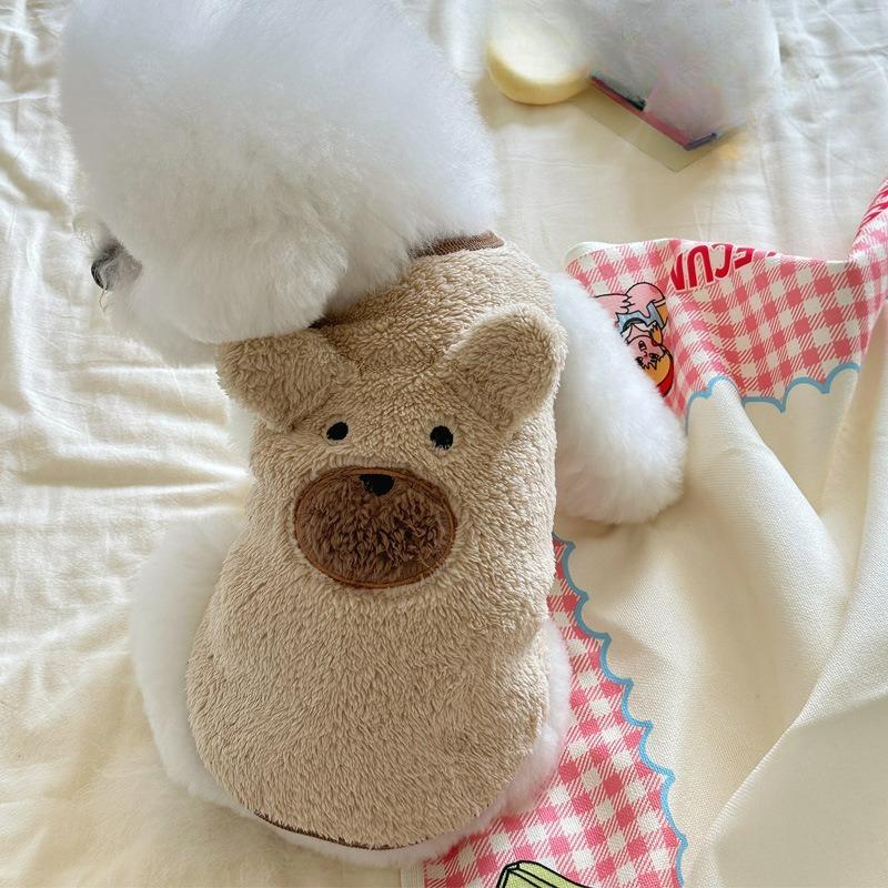 

Winter Clothes Ins Wind Plus Velvet Warm Pet Dog Cute Clothes Teddy Bichon Vip Schnauzer Clothes XS абрикосовый