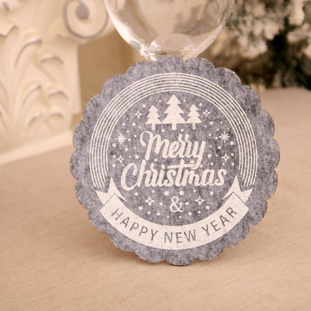 3Pcs Christmas Wine Tea Cup Mat Elf Xmas Tree Drink Coasters Christmas Decoration Dinner Table Accessory Dish Tray Pad