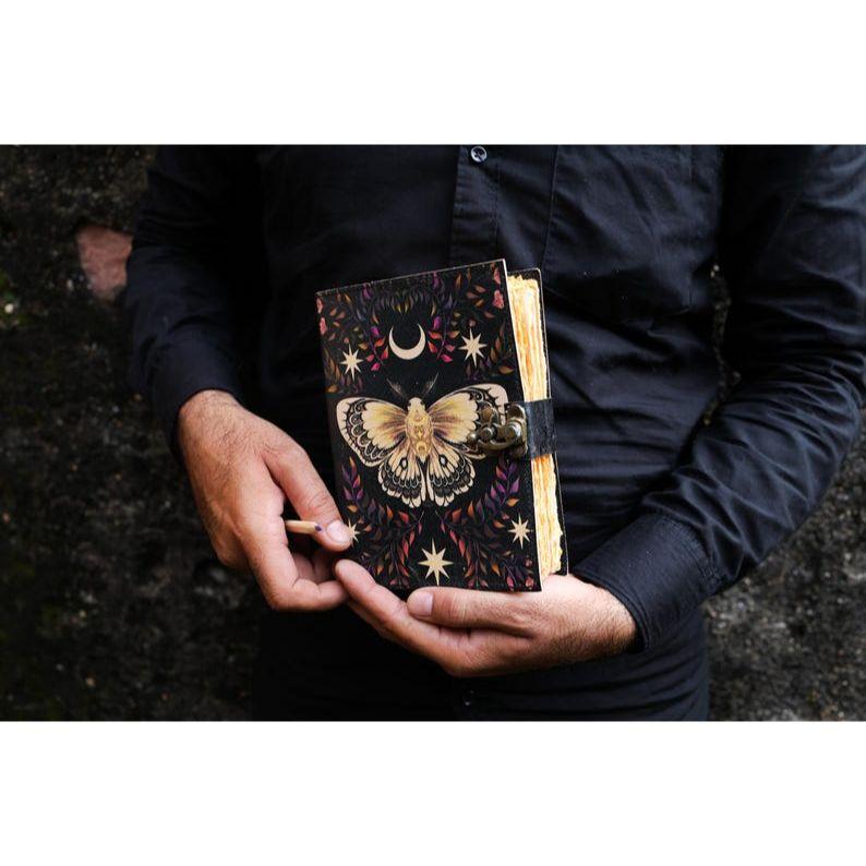 Leather Journal Butterfly Notepad Journal Writing Notebook Sketchbook Blank Spell Book Poetry Notepad Book Traveling Book for Men Women Gift