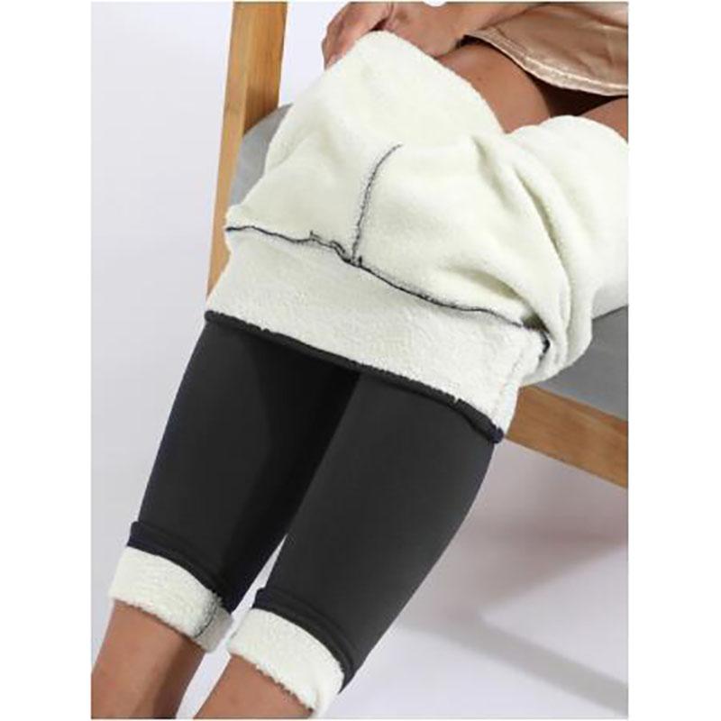 Winter Large Size Velvet Womens Solid Color Thick Pants Fleece Thick Elastic Leggings