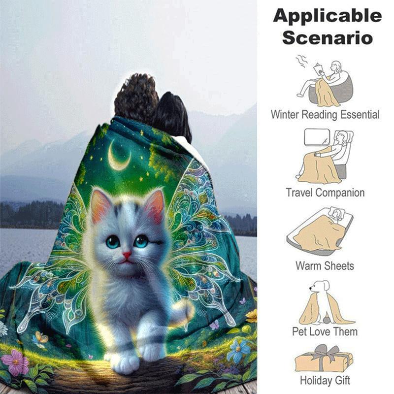 1pc Cat Printing Lightweight Flannel Blanket, Comfortable and Warm Blanket, for Camping Sofa Bed and Couch Office, Suitable for Gift Blankets