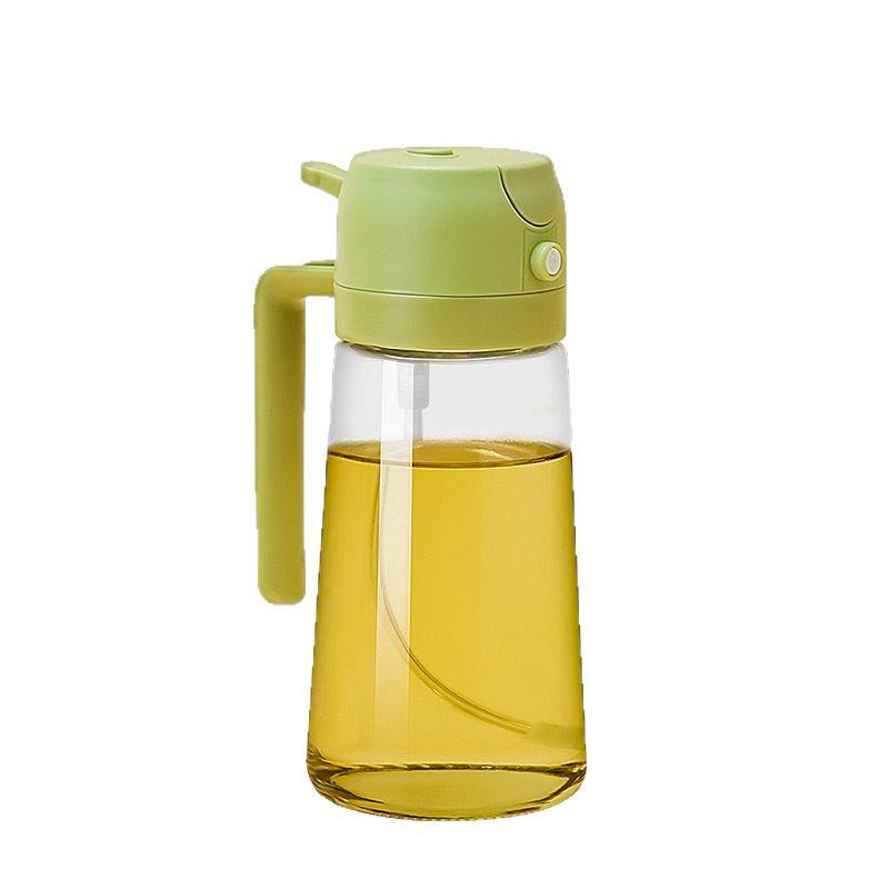 Large Capacity Leak-Proof Glass Oil Sprayer and Pour Bottle with Cover and Handle for Kitchen