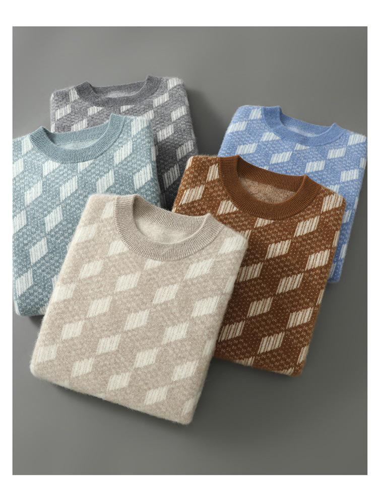 2025 Men's Autumn/Winter 100% Wool Jacquard Knit Sweater