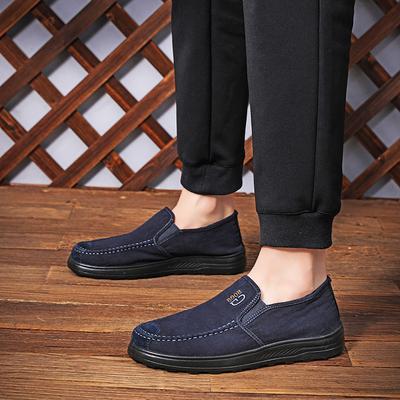 Sapatos masculinos de um pedal verão novo respirável preguiçosos masculinos casuais de lona sapatos de pano Old Beijing masculinos