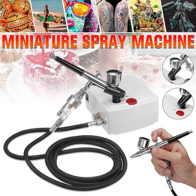 25psi 10L/min Μίνι Ακροβόλα Αερογράφου Διπλής Δράσης Υψηλής Ακρίβειας Και Αεροσυμπιεστής Σετ Μαύρο / Λευκό