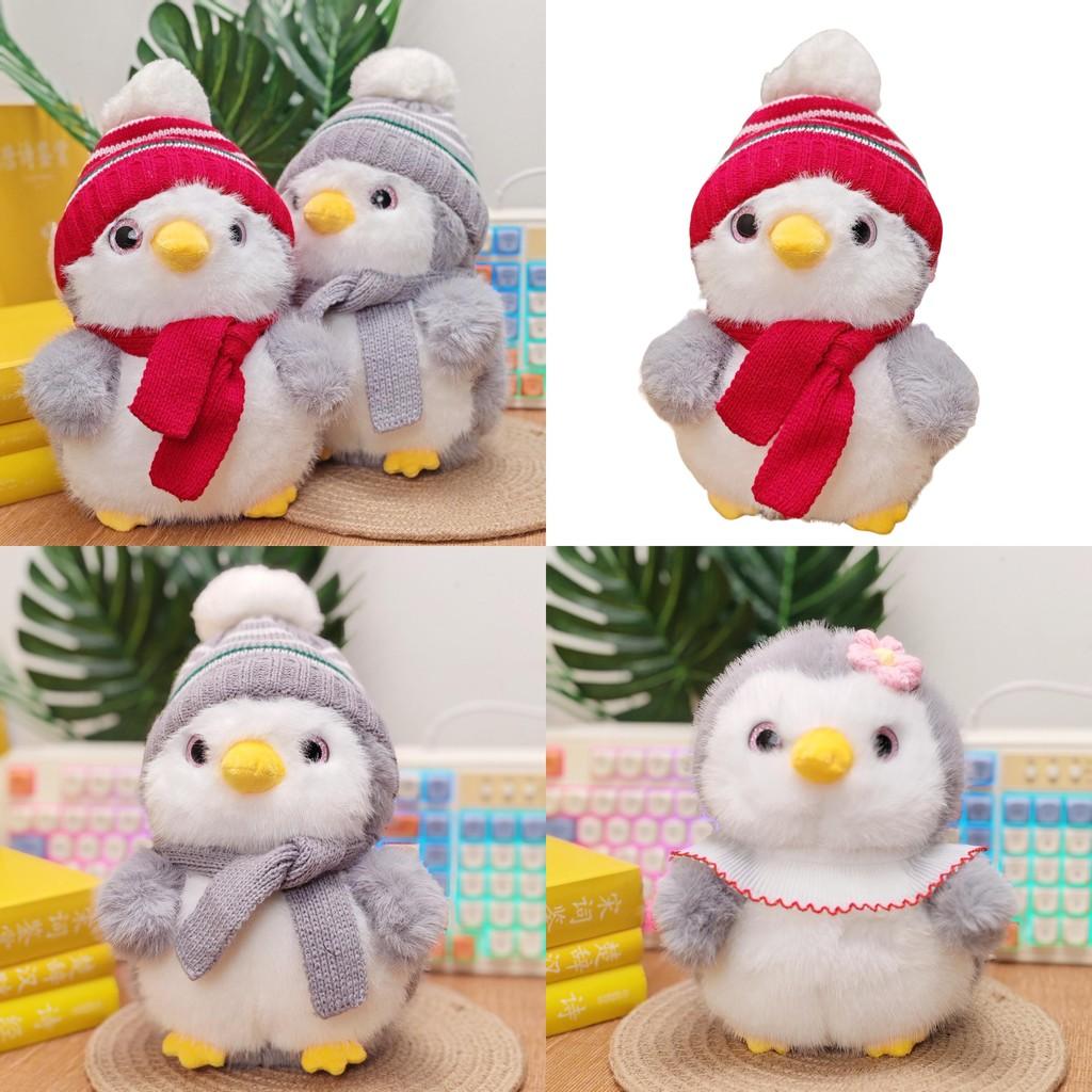 Penguin Scarf Hat Design Animal Playful Toy Couple Plush Toys Room Decoration