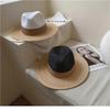 Female Raffia Stitching Panama Straw Hat British Fashion Fedora Hat Sun Protection Beach Natural Hat