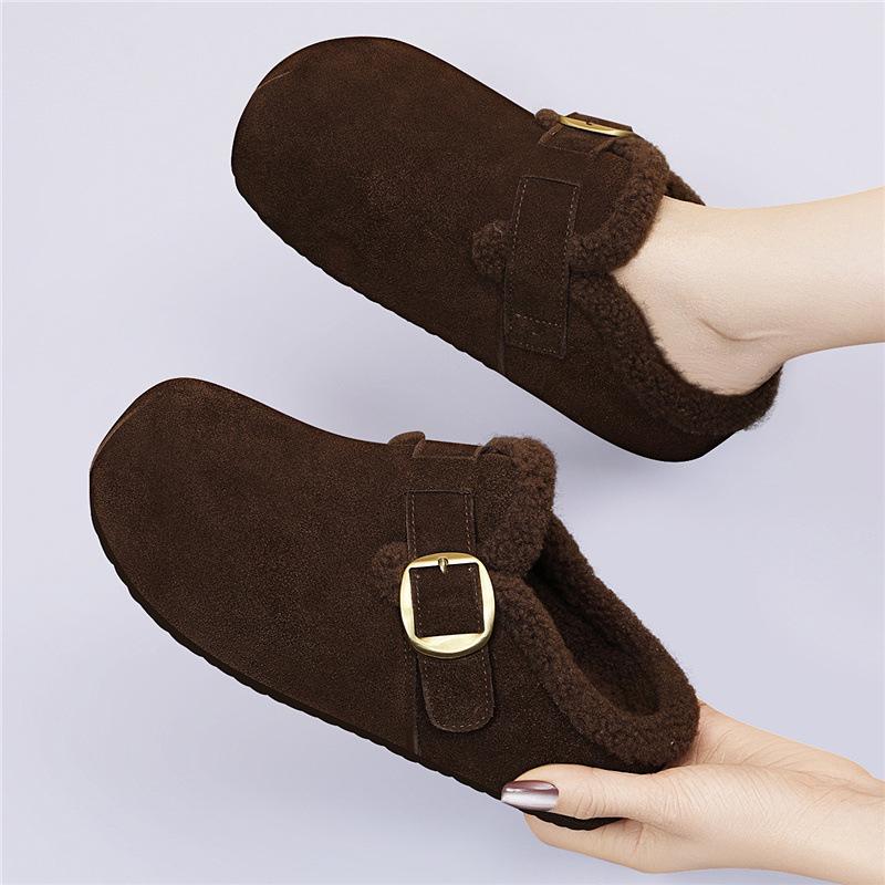 Thick-soled Fleece Warm Wool Cotton Shoes Can Be Worn with the New Winter One-foot Cotton Slipper Casual Shoes and Women's Shoes