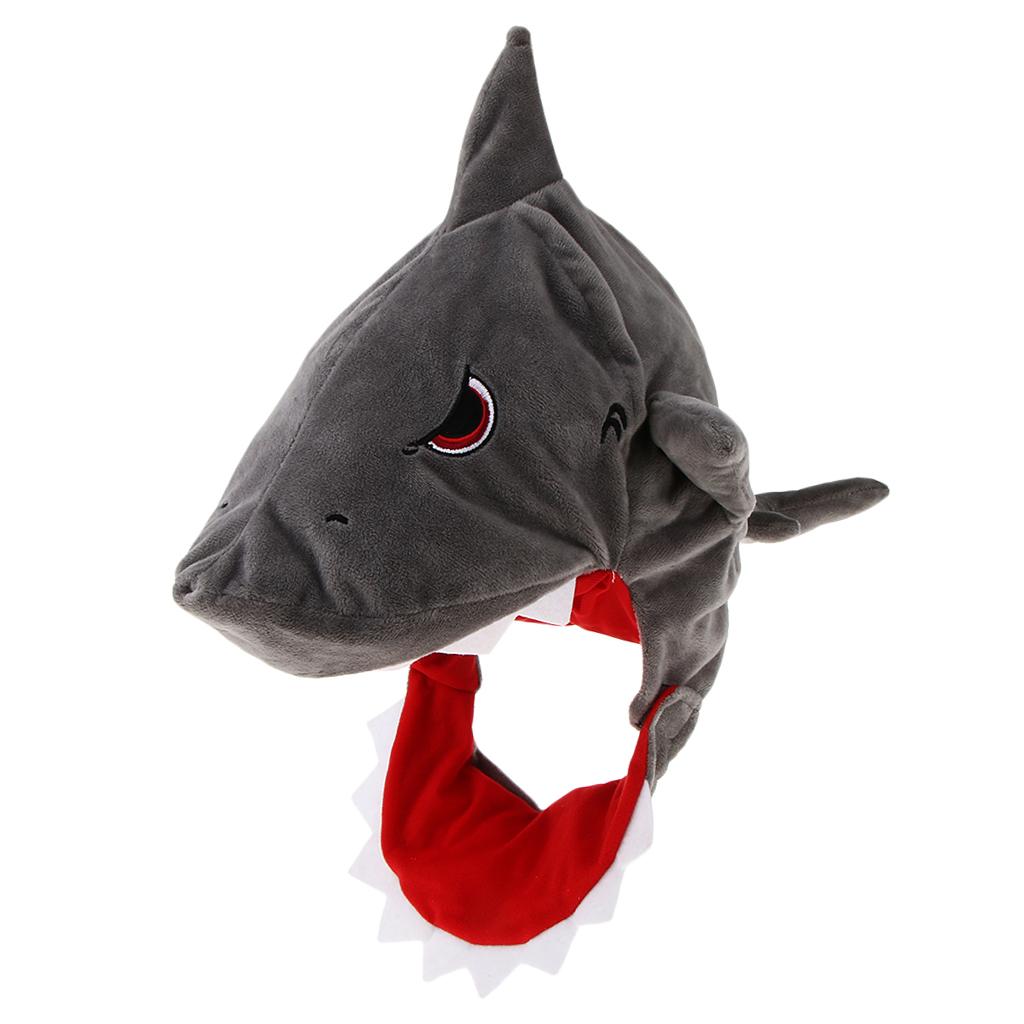 

Funny Gray Plush Cartoon Shark Animal Hat Party Festive Costume Photo Props