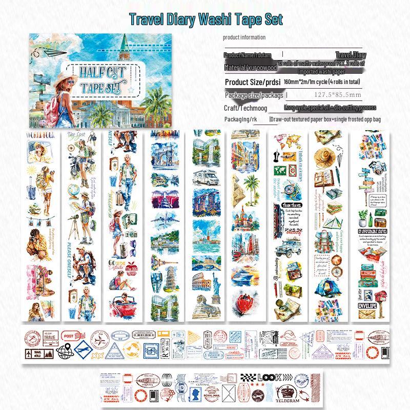 

Набор цветочного васи-скотча «Четыре сезона»: Высечные дизайны растений и ландшафтов для украшения