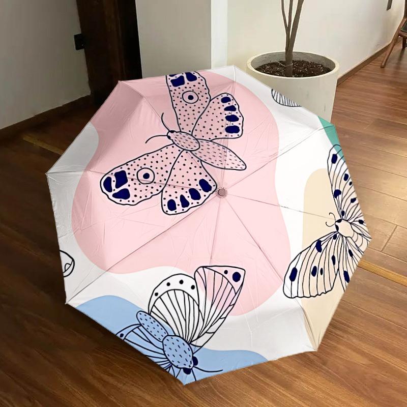 1pc Butterfly Print Automatic Open/Close Umbrella, Formal Events - Ideal Gift for Family or Friends, Outdoor Accessory yy251211199