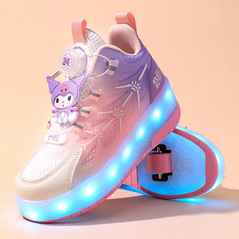 TUINANLE Zapatillas de skate de alta calidad para niños, zapatillas luminosas con luz LED, zapatos de dos ruedas para niños y niñas con carga USB
