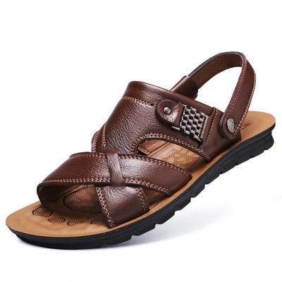 Summer Beach Shoes Men 'S Trend Casual Non -Slip Sandals 100 %Leather Men 'S Sandals Shoe