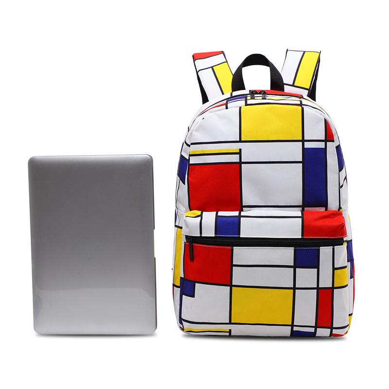 Farge Firkantet Casual Ryggsekk Utendørs Stor Kapasitet Håndveske Skolesekk Høyt Utseendenivå Dataveske