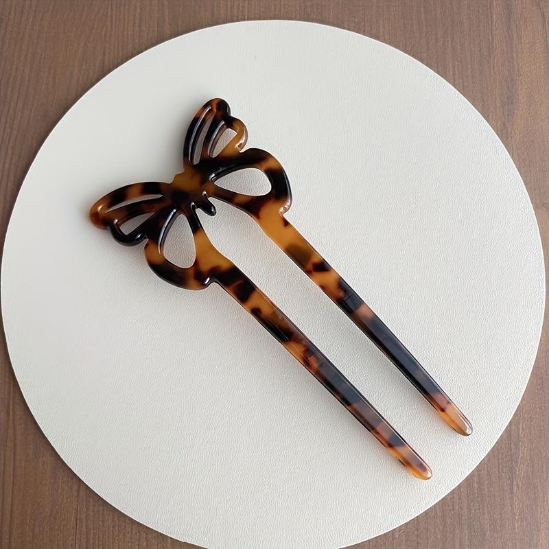Leopard Hair Fork Head Plate - Elegant Retro Hairpin for Back Head, Simple Chic Hair Accessory for Women, Hair Styling Tool with Secure Grip