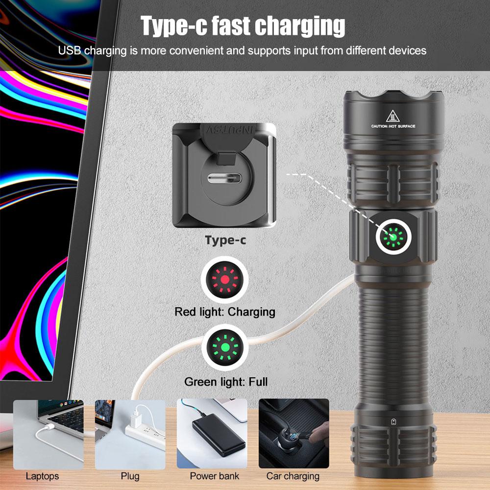 30W 2000lm Professional LED White Flashlight for Hunting Tactical Zoomable 3 Modes Night Scout Lights Set With Rifle Scope Mount