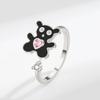 Charming Pink Diamond Bear Rotating Open Ring For Women Micro Paved Trendy Finger Band Jewelry