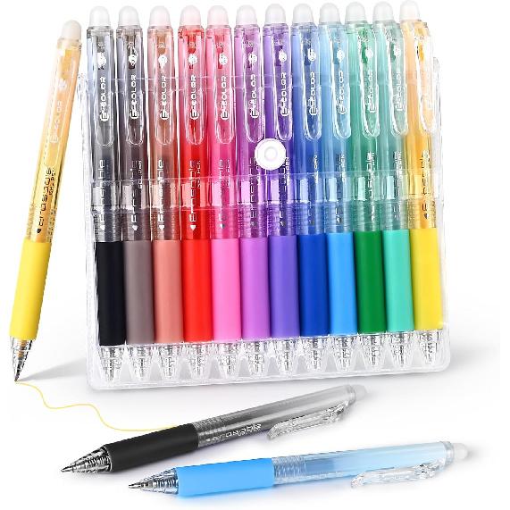 BAYTORY 36Pcs Colored Erasable Gel Pens, Fine Point 0.7mm, Retractable Assorted Colors Pen with Eraser, Smooth Writing Erasable Pens for Crossword 12